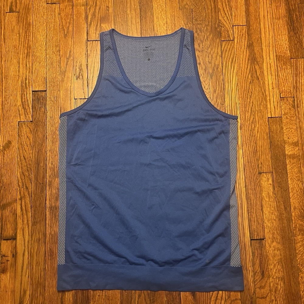 Nike Running Tank Top Men's Size Large Blue Polyester Preowned